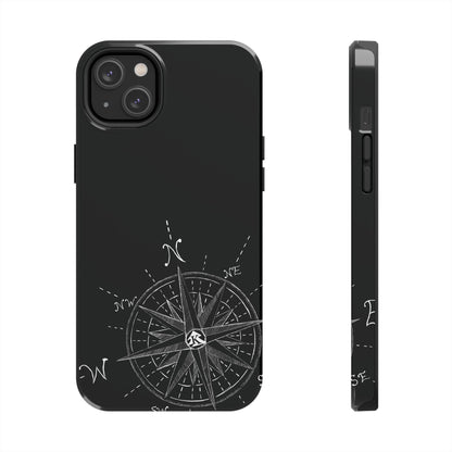 The True North black Phone Case featuring illustrated vintage compass rose by Kempain-iPhone 14 Plus.