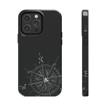 The True North black Phone Case featuring illustrated vintage compass rose by Kempain-iPhone 14 Pro Max.