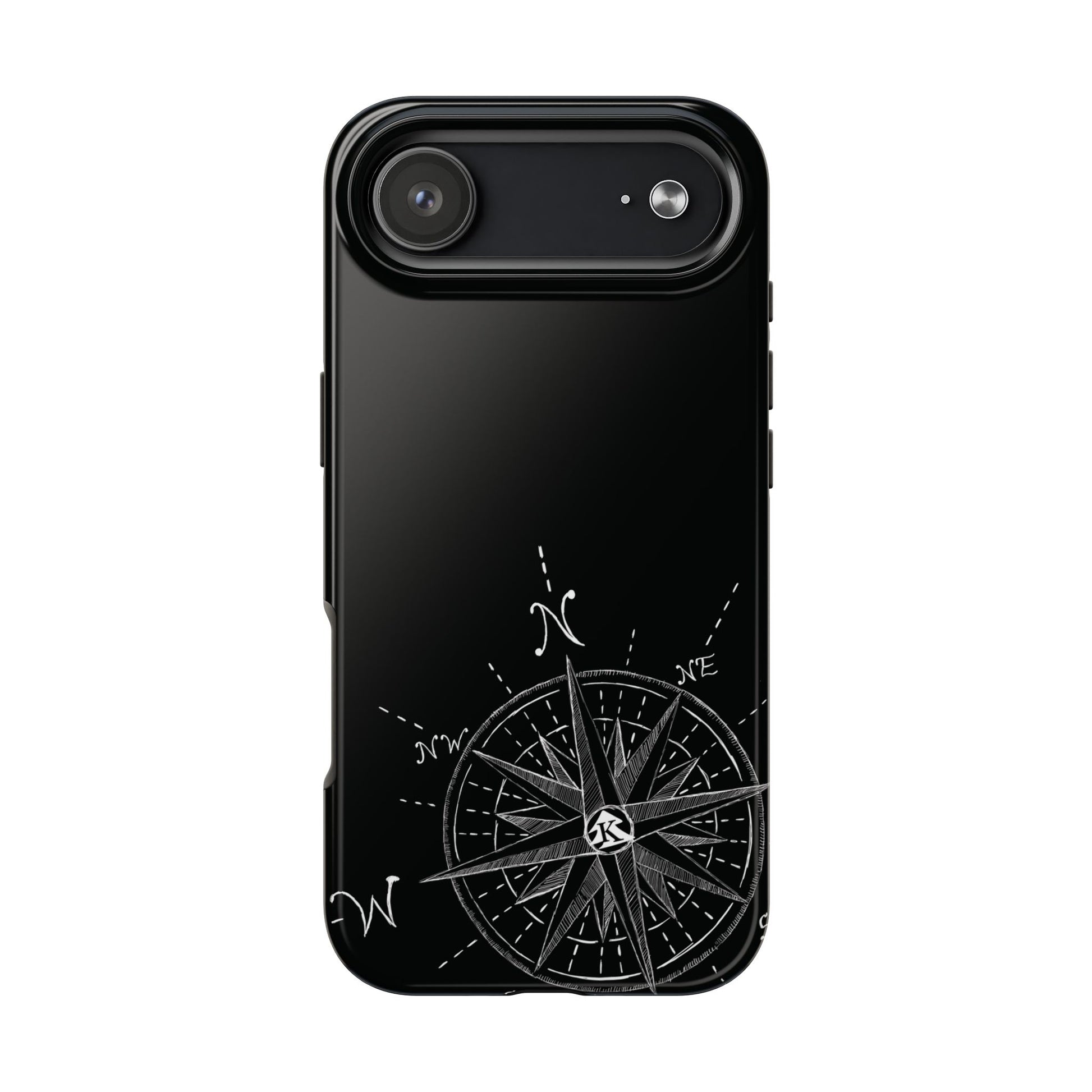 The True North black Phone Case featuring illustrated vintage compass rose by Kempain-iPhone 17 Air.
