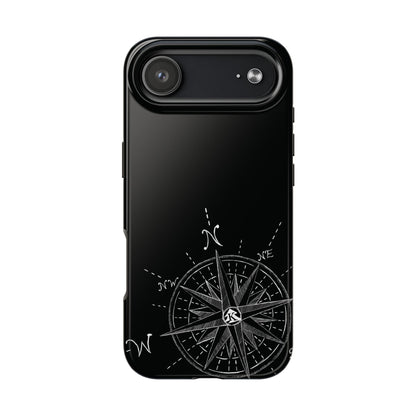The True North black Phone Case featuring illustrated vintage compass rose by Kempain-iPhone 17 Air.