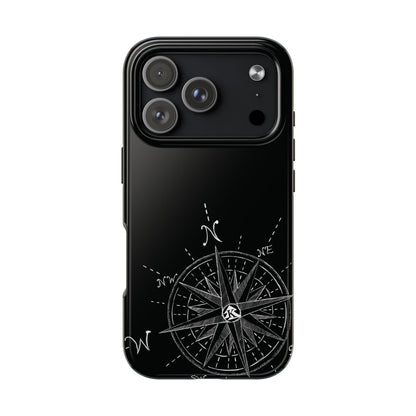 The True North black Phone Case featuring illustrated vintage compass rose by Kempain-iPhone 17 Pro.