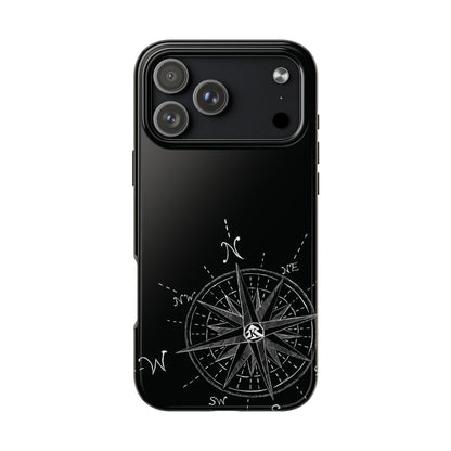 The True North black Phone Case featuring illustrated vintage compass rose by Kempain-iPhone 17 Pro Max.