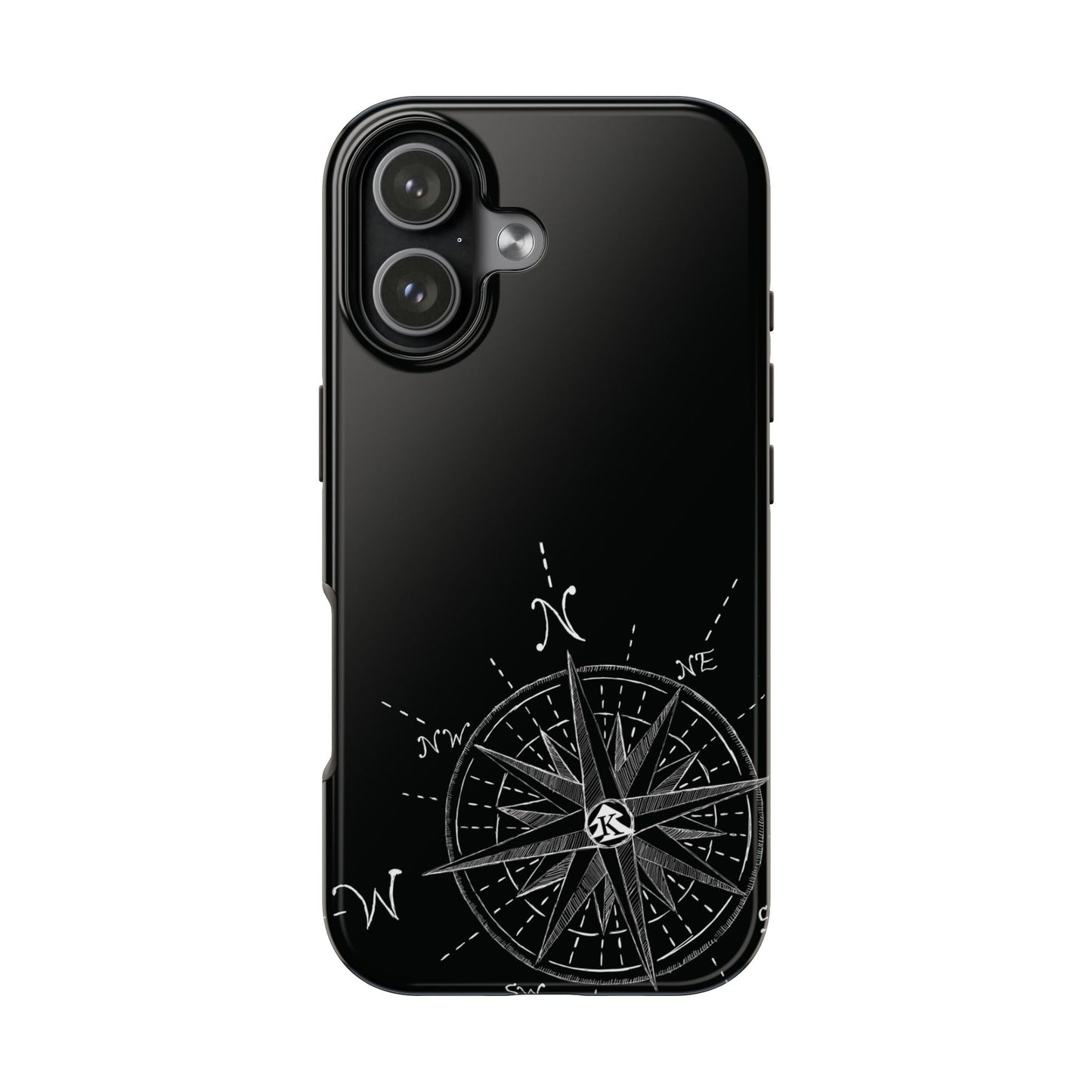 The True North black Phone Case featuring illustrated vintage compass rose by Kempain-iPhone 17.