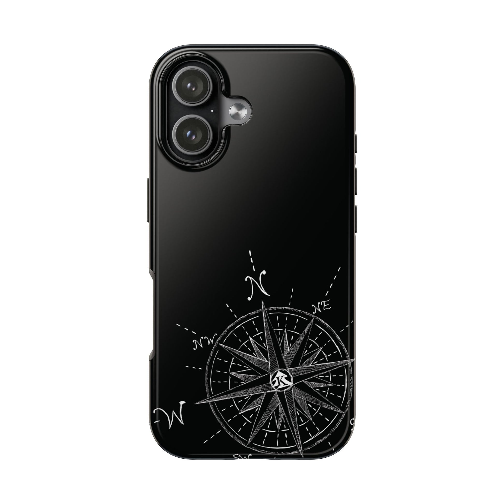 The True North black Phone Case featuring illustrated vintage compass rose by Kempain-iPhone 17.