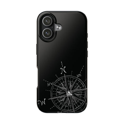 The True North black Phone Case featuring illustrated vintage compass rose by Kempain-iPhone 17.