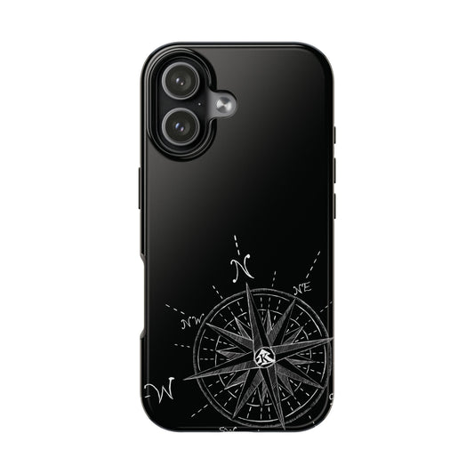 The True North black Phone Case featuring illustrated vintage compass rose by Kempain-iPhone 17.