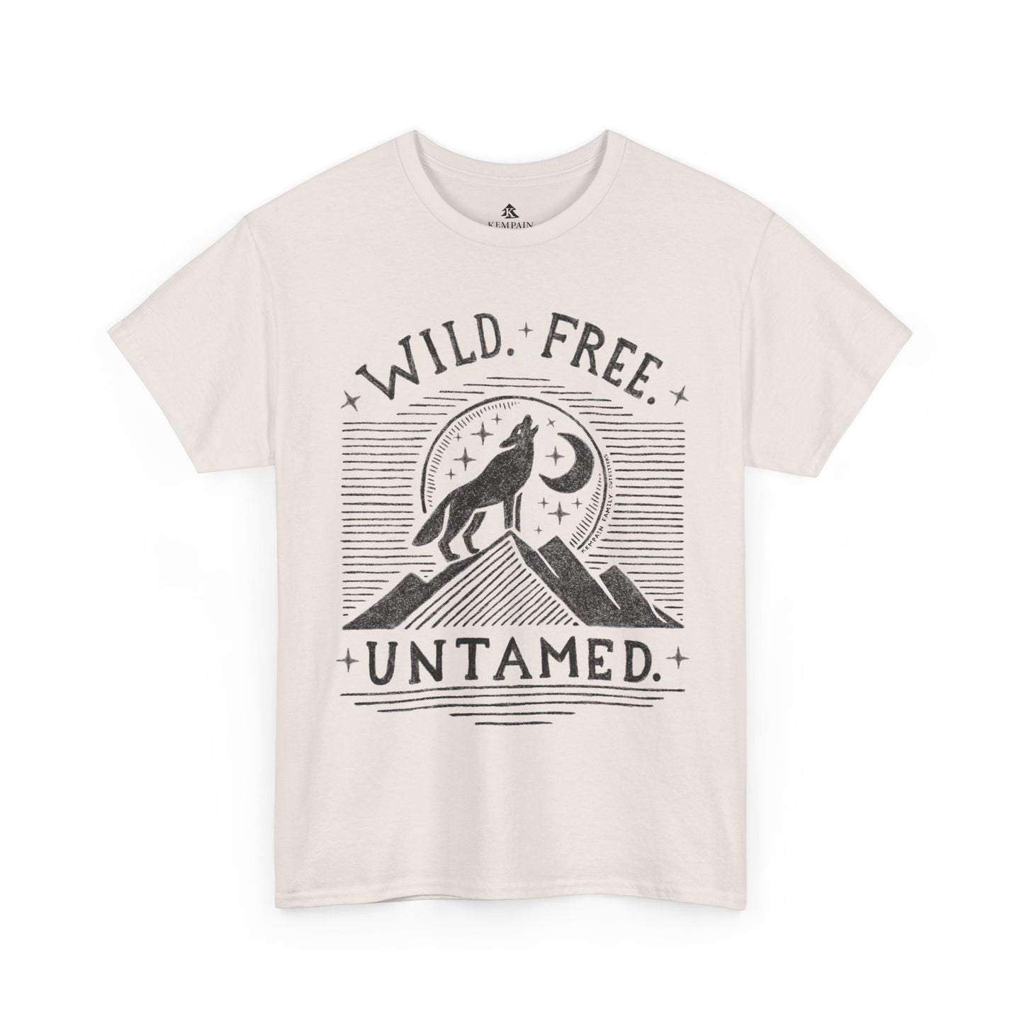 The Untamed Wolf 100 percent cotton Women’s T-Shirt by Kempain, in Ice Grey, available in sizes Small through 5XL.