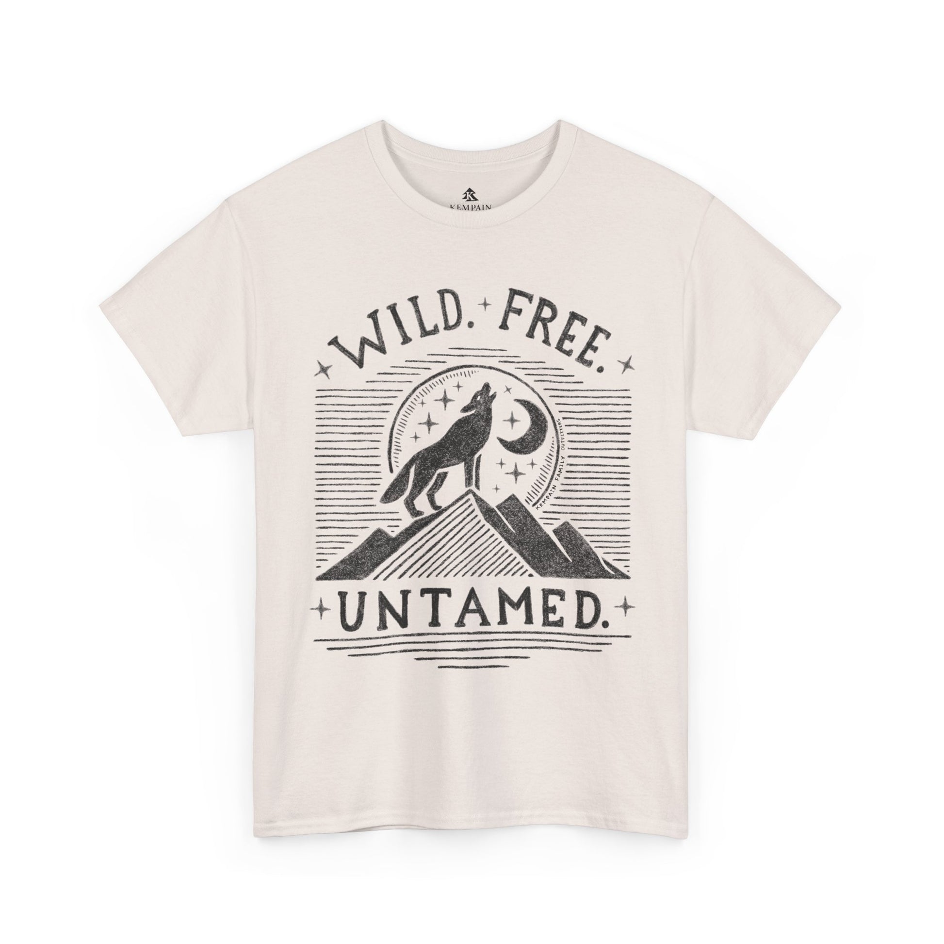 The Untamed Wolf 100 percent cotton Women’s T-Shirt by Kempain, in Ice Grey, available in sizes Small through 5XL.