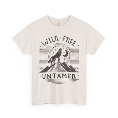 The Untamed Wolf 100 percent cotton Women’s T-Shirt by Kempain, in Ice Grey, available in sizes Small through 5XL.