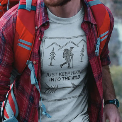 The Wilderness Trek 100 percent cotton T-Shirt by Kempain-, available in sizes Small through 5XL.
