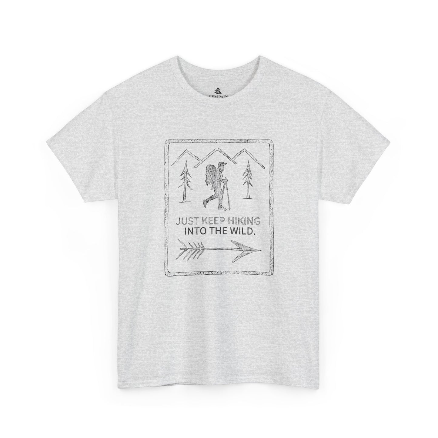 The Wilderness Trek 100 percent cotton T-Shirt by Kempain, Ash, available in sizes Small through 5XL.