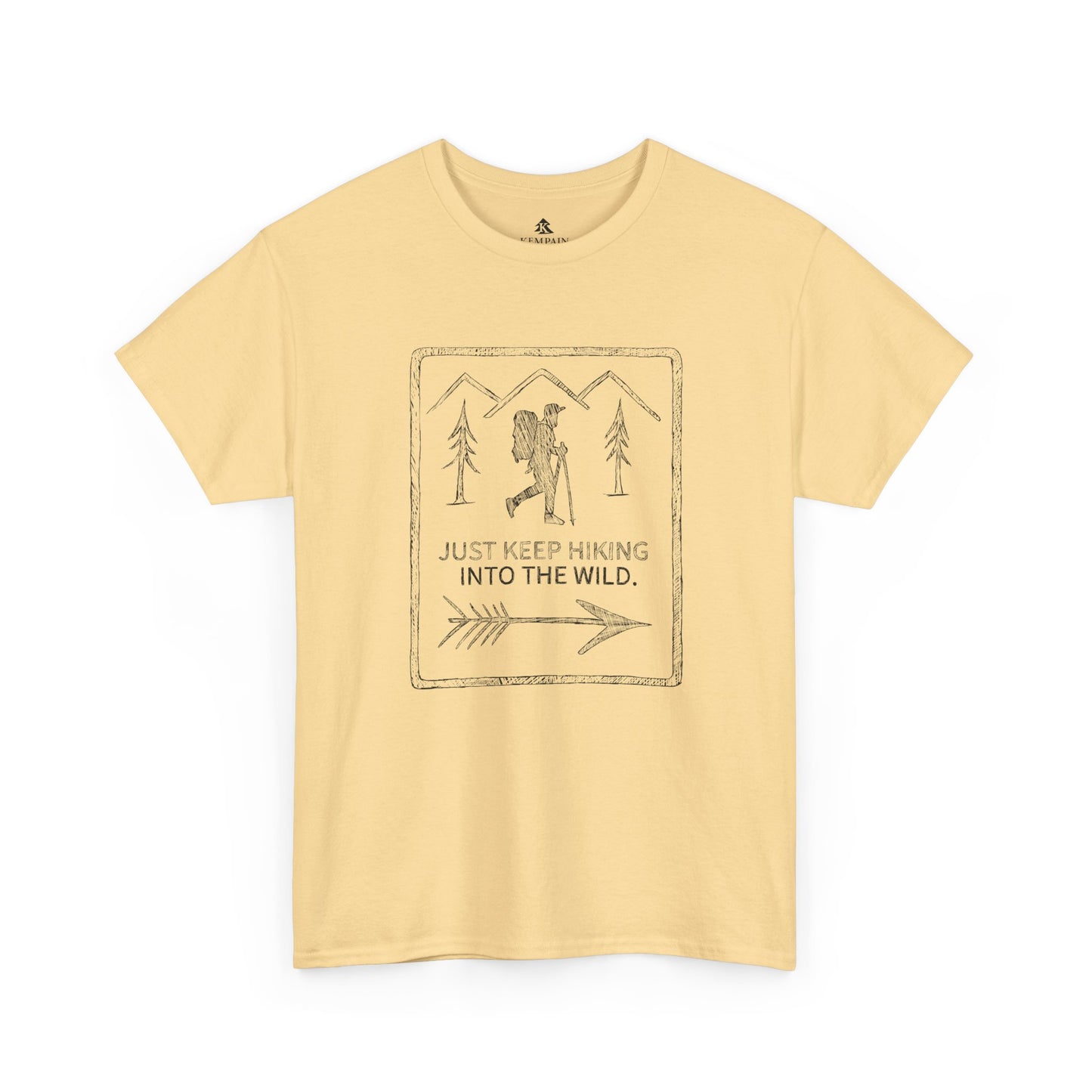 The Wilderness Trek 100 percent cotton T-Shirt by Kempain-Yellow Haze, available in sizes Small through 5XL.