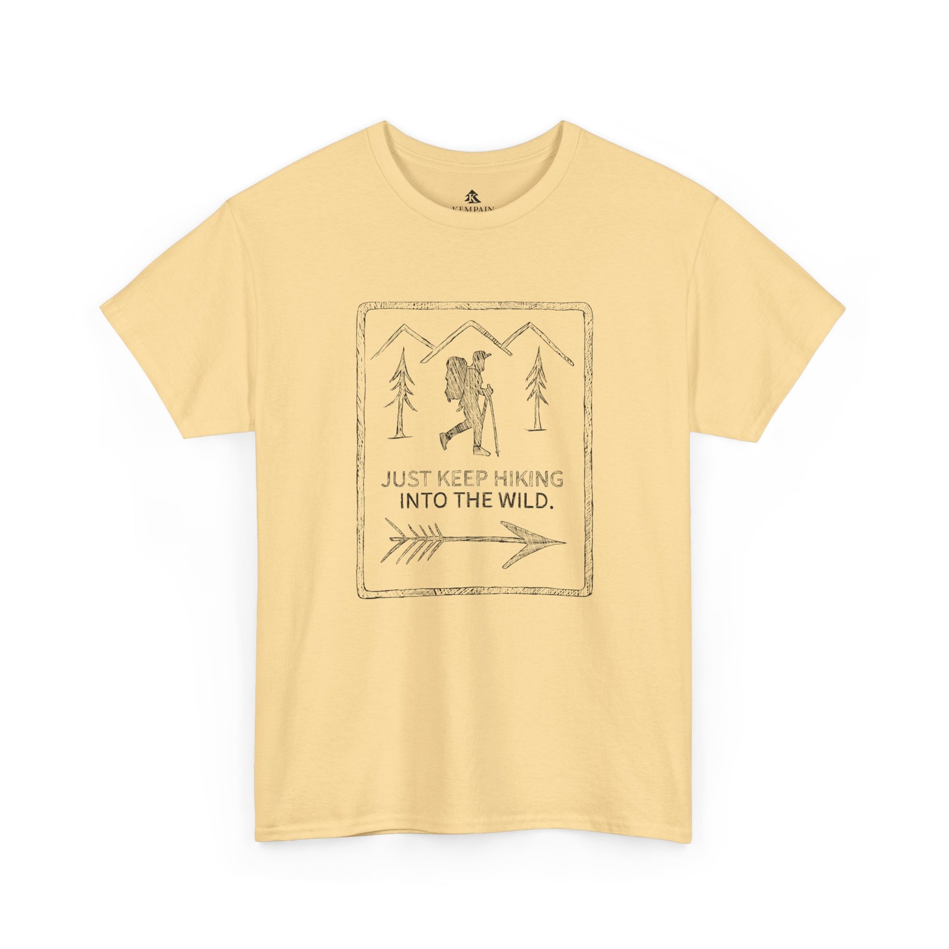 The Wilderness Trek 100 percent cotton T-Shirt by Kempain-Yellow Haze, available in sizes Small through 5XL.