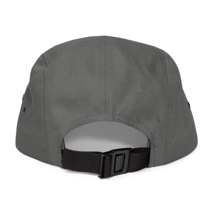 Back view of the Antler & Pine grey 5-panel hat on a white background, showing adjustable strap and low-profile structure designed for comfort and outdoor use.