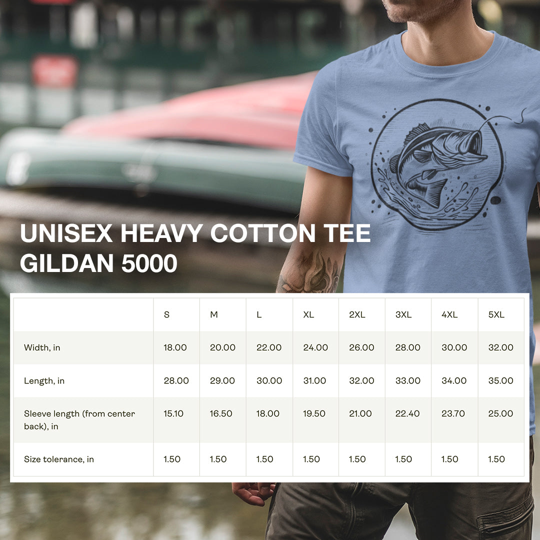 Size chart for Bass Jumping Geometric Tee, providing detailed measurements for a comfortable and relaxed fit.