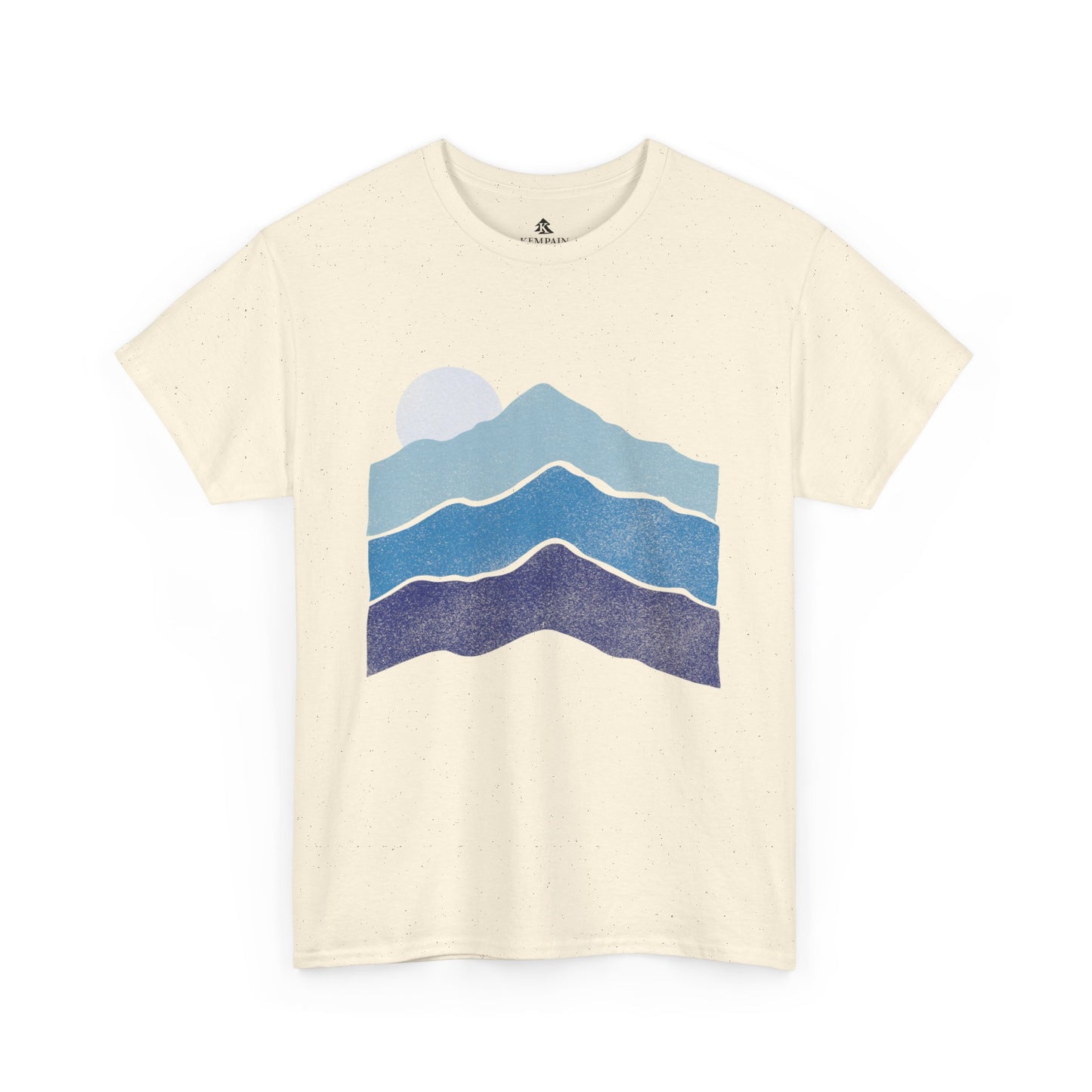 Blue Mountain Ridge Fade T-Shirt laid flat on white background, front view, in natural color.