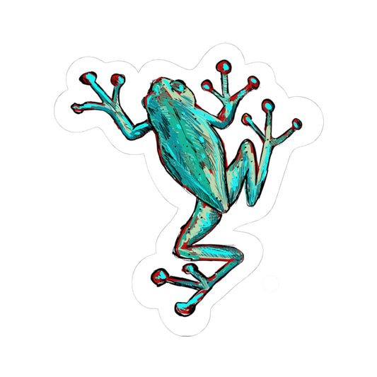 Colorful tree frog illustration die cut sticker decal on a white background