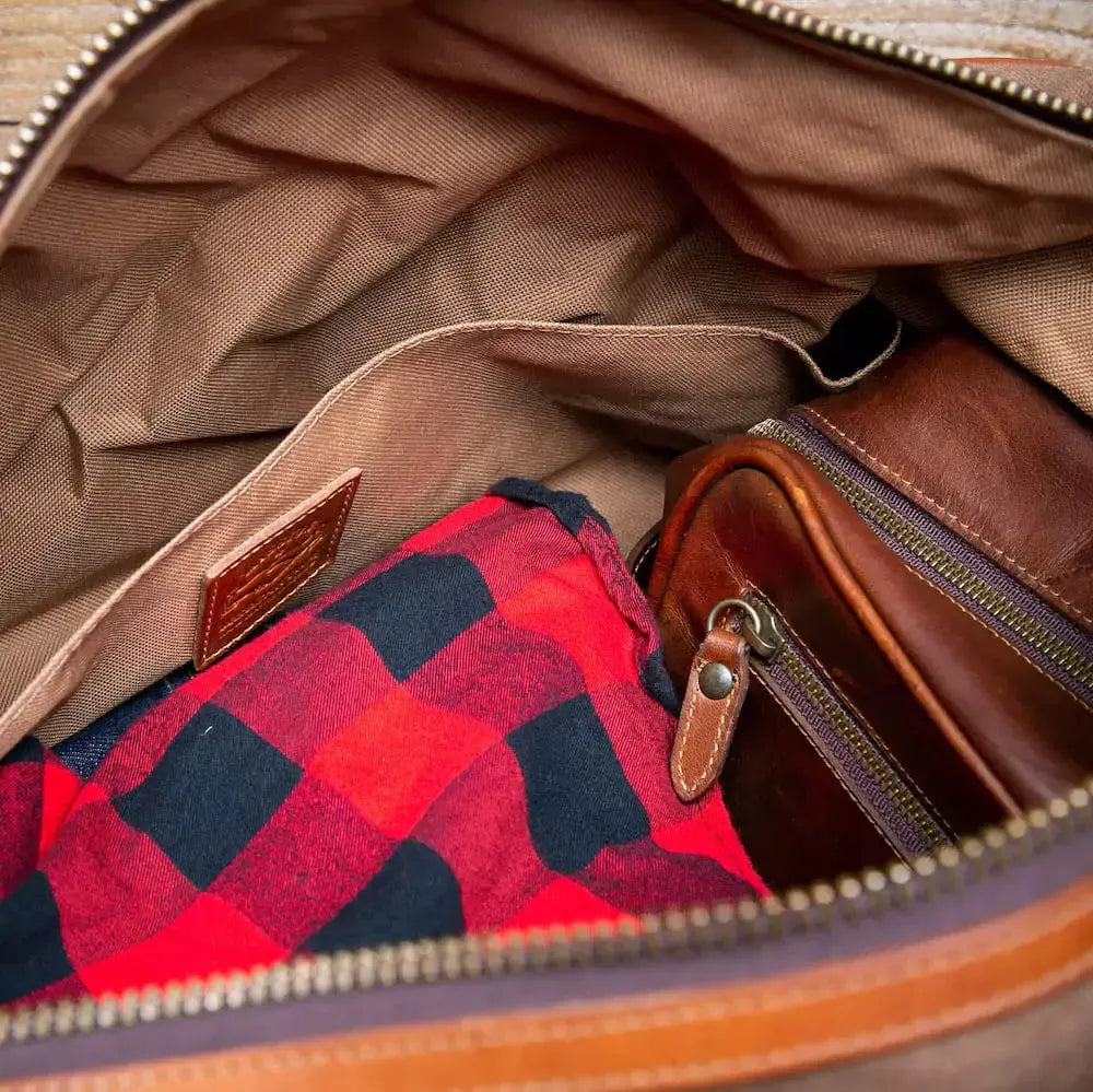 The Campaign Medium Waxed Canvas Duffle by Mission Mercantile Leather Goods