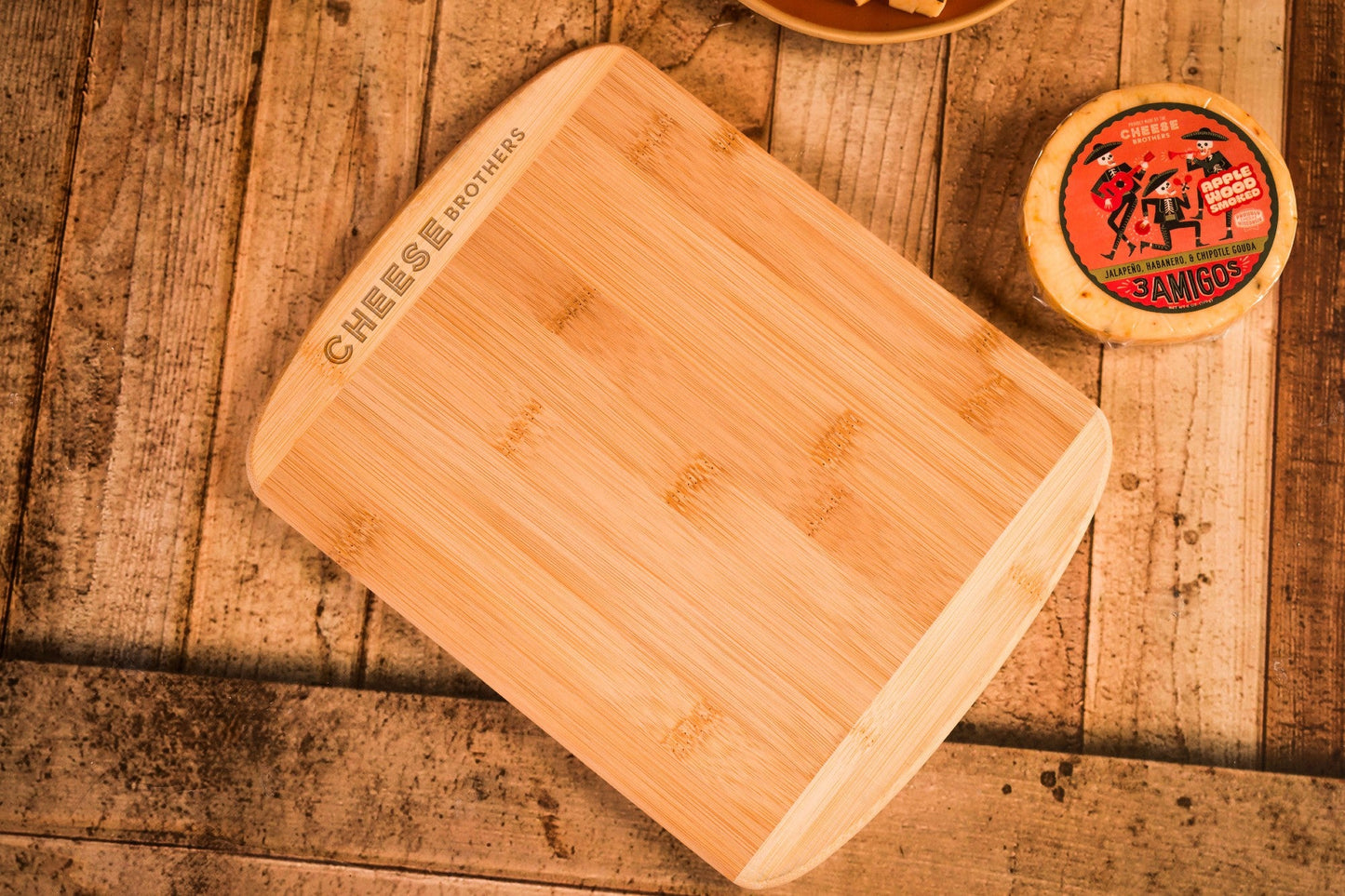 Ultimate Wisconsin Cheese Heritage Gift Box Bamboo cutting Board.