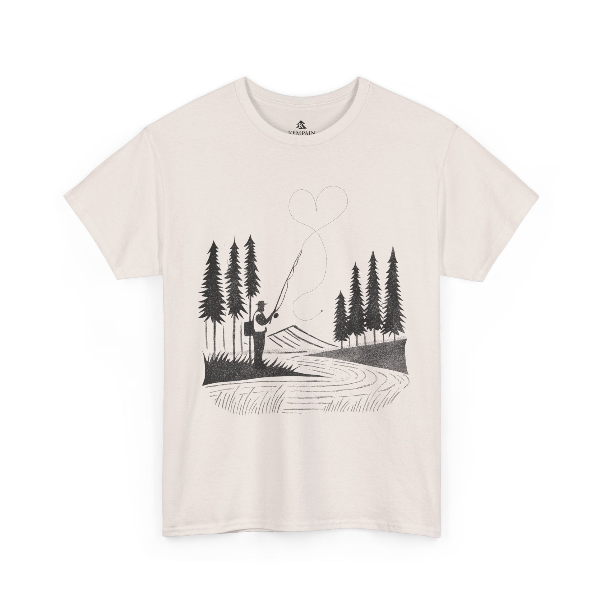 Fly Fishing T-Shirt in ice grey on a white background, designed for fishermen who love nature and adventure.