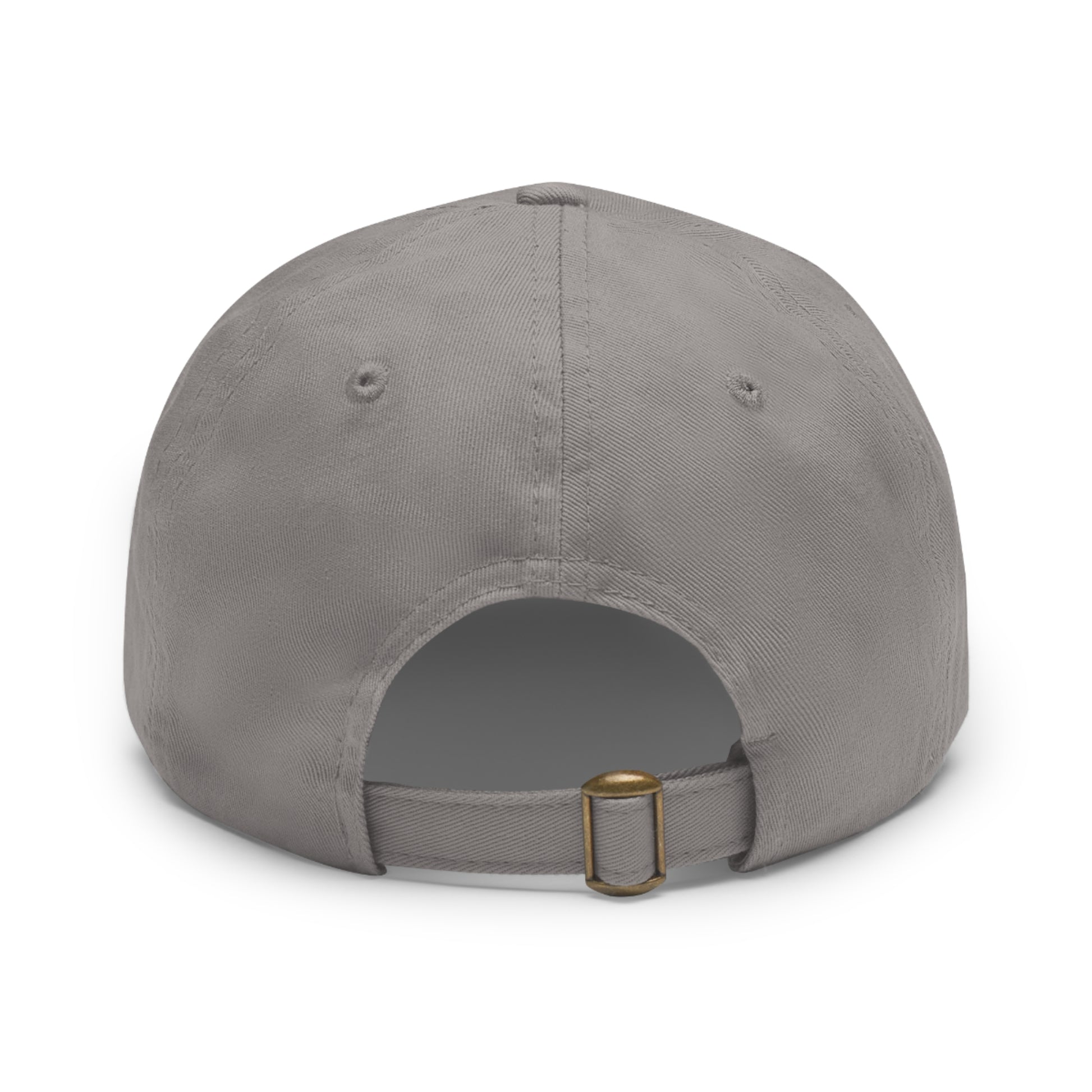 Back view of grey option of the Geometric Buck Dad Hat on a white background, featuring an adjustable strap and relaxed, unstructured fit perfect for outdoor wear.