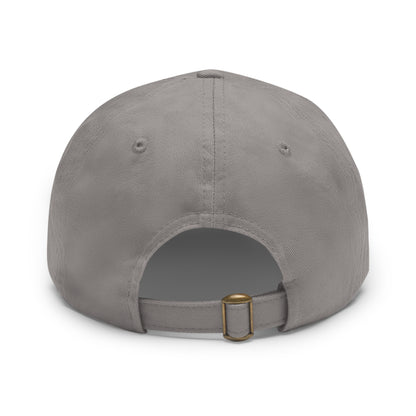 Back view of grey option of the Geometric Buck Dad Hat on a white background, featuring an adjustable strap and relaxed, unstructured fit perfect for outdoor wear.
