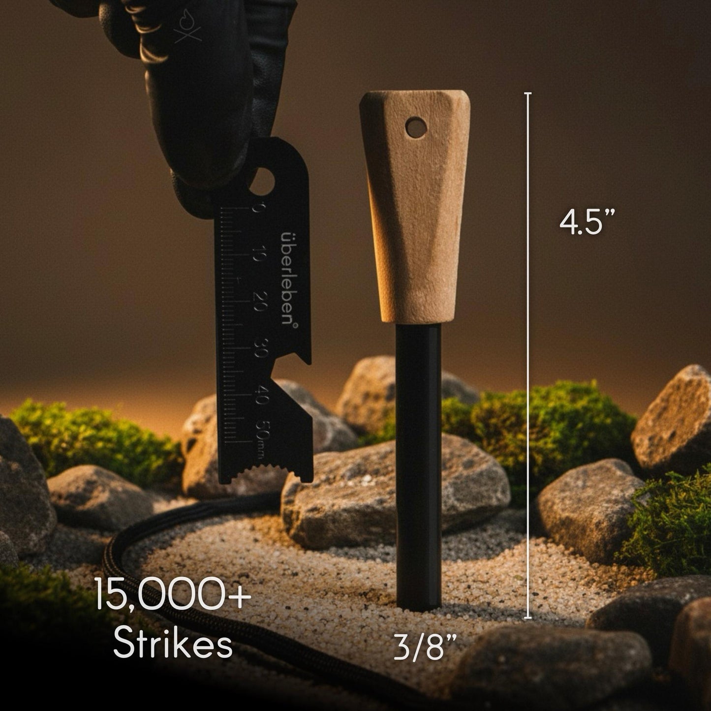 A Handcrafted Hardwood Ferro Rod from Überleben.