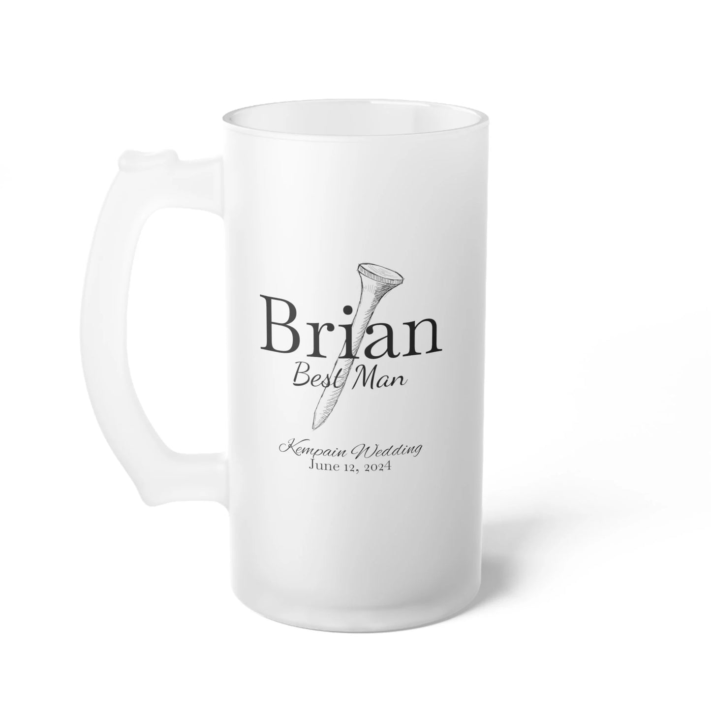 Personalized Frosted Glass Beer Mug, Groomsman and Best Man gift