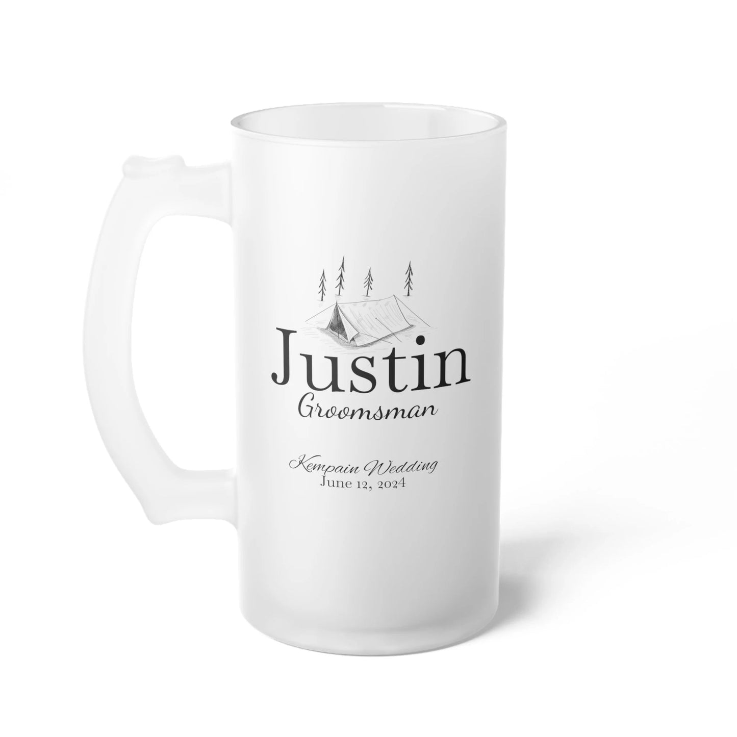 Personalized Frosted Glass Beer Mug, Groomsman and Best Man gift