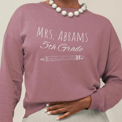 Personalized Teacher Sweatshirt, Teacher and Grade Personalized Crewneck Sweater, First Day of School Sweater, Unisex Crewneck Sweater.