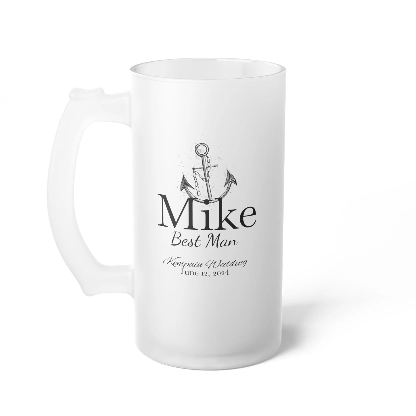 Personalized Frosted Glass Beer Mug, Groomsman and Best Man gift