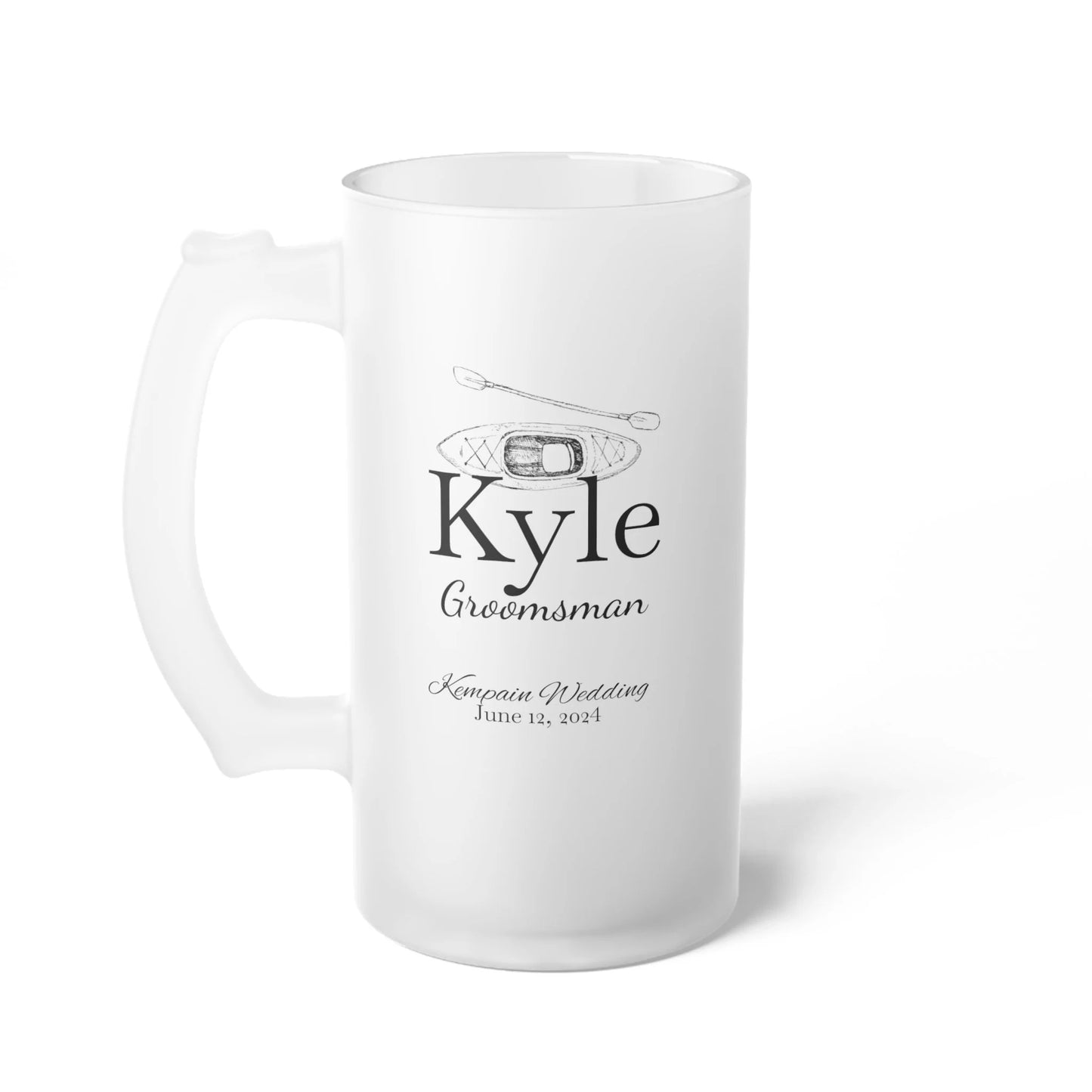 Personalized Frosted Glass Beer Mug, Groomsman and Best Man gift