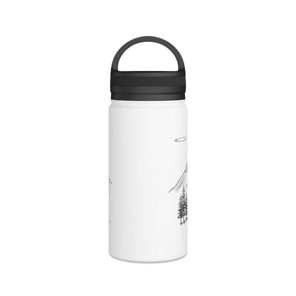 Back view 12oz matte white adventure bottle.