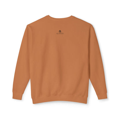 Back view of Yam 100% cotton Artist Series sweatshirt featuring the Kempain artist-led branding logo on the outer back neck on white background.
