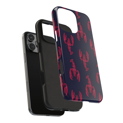 Exploded view of Lobster Pattern Phone Case showing the durable hard outer shell and flexible rubber liner for impact-resistant protection.
