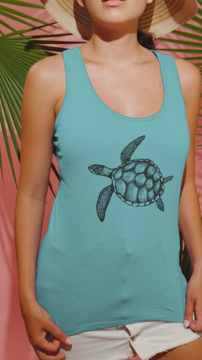 Sea Turtle Graphic Racerback Tank Top
