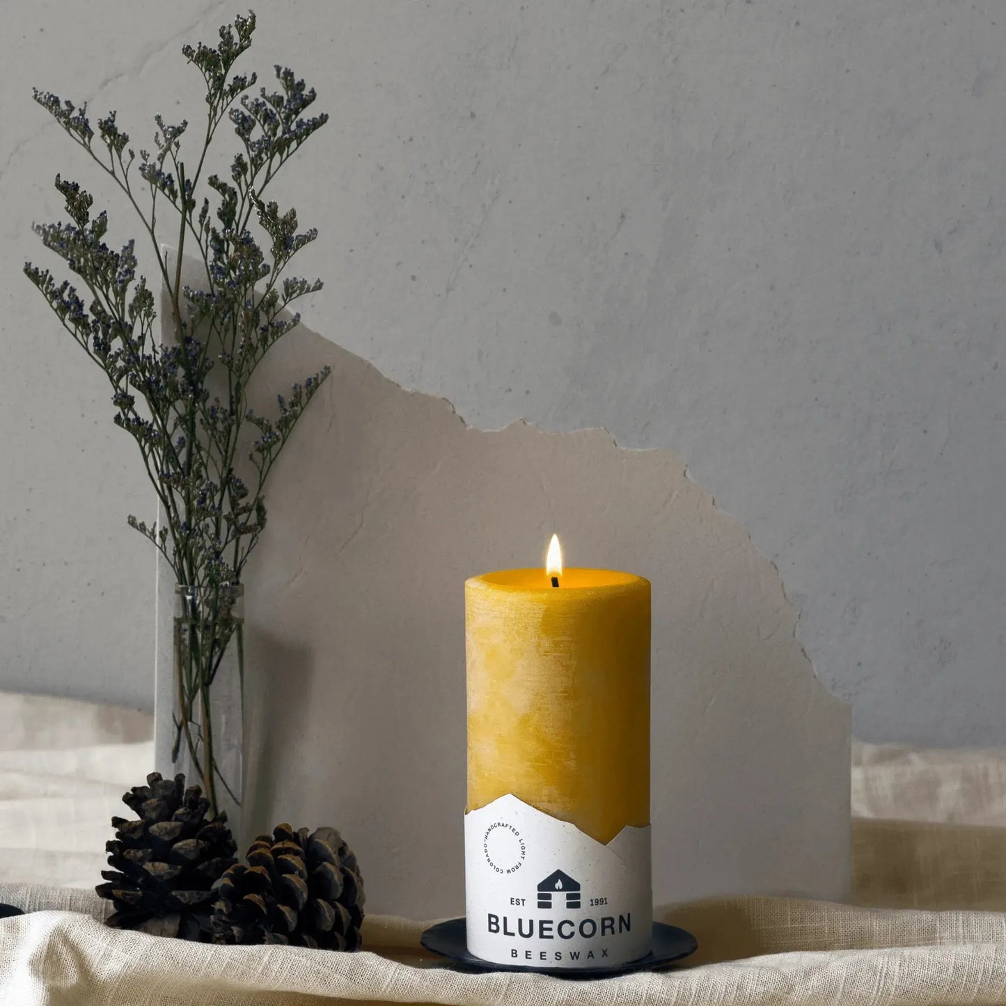 The Golden Pillars | 100% Pure Beeswax Pillars by Bluecorn Candles sold by Kempain Family Outfitters.
