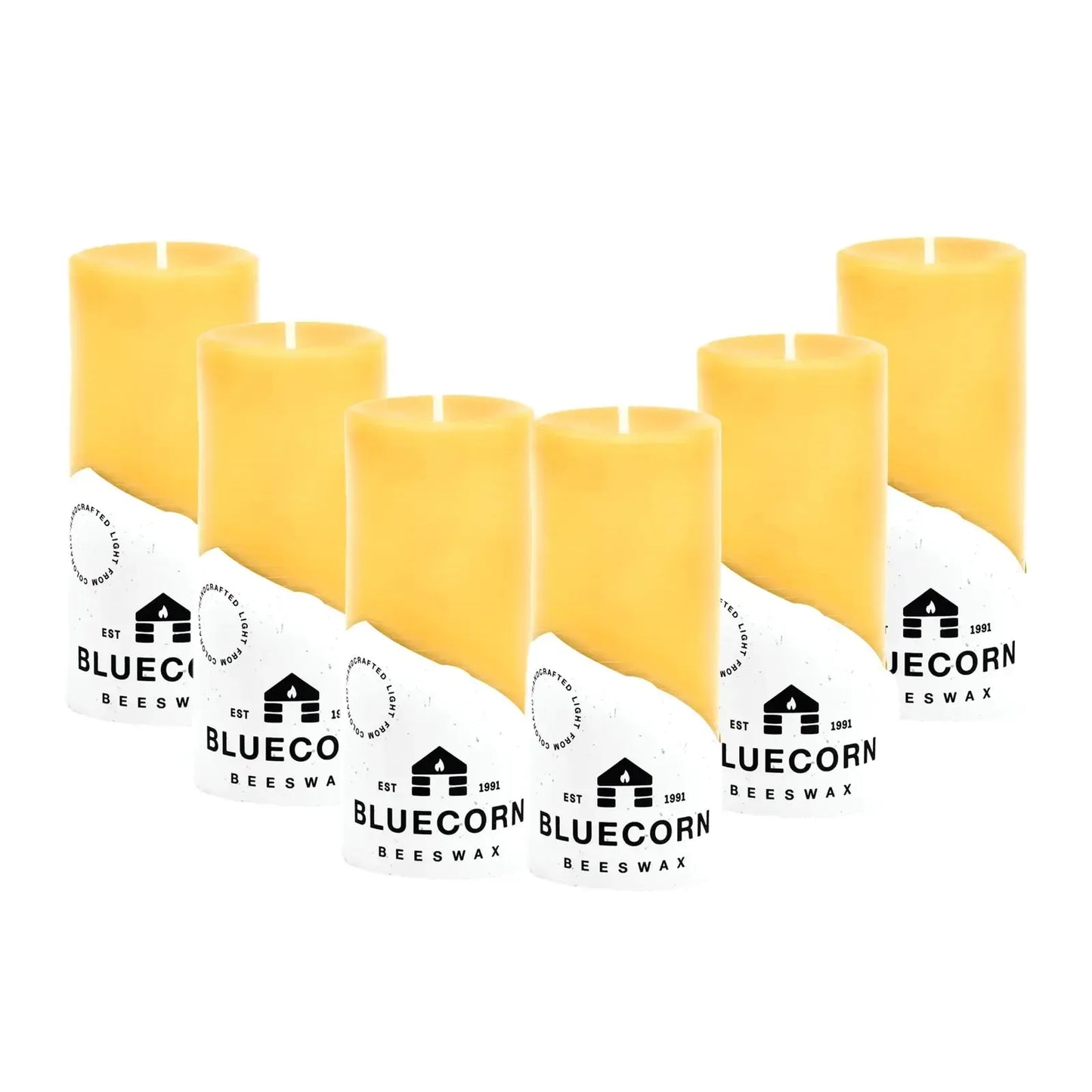The Golden Pillars | 100% Pure Beeswax Pillars by Bluecorn Candles sold by Kempain Family Outfitters.