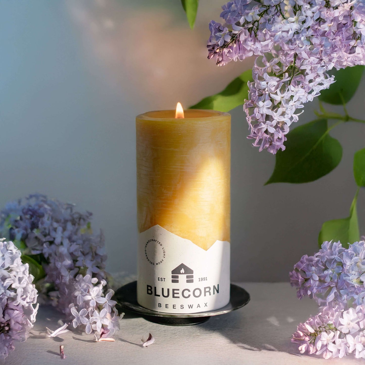 The Golden Pillars | 100% Pure Beeswax Pillars by Bluecorn Candles sold by Kempain Family Outfitters.