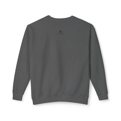 Back view of the Charcoal Grey Three Ducks sweatshirt showcasing the signature Kempain artist-led branding.