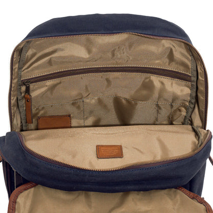 Storage on The Waxed Canvas Backpack in hickory-navy by Mission Mercantile Leather Goods.