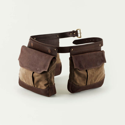 The White Wing Waxed Canvas Hunting Heritage Bird Bag Trio full view by Mission Mercantile Leather Goods on white background.
