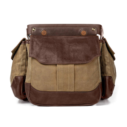 The Smoke Brown White Wing Waxed Canvas Hunting Heritage Bird Bag Trio by Mission Mercantile Leather Goods on white background.