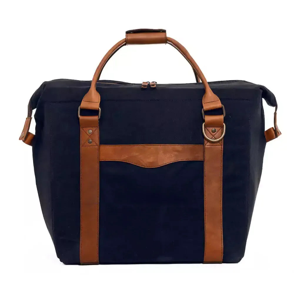 White Wing Waxed Canvas Large Cooler - 35L in Hickory-Navy by Mission Mercantile Leather Goods.