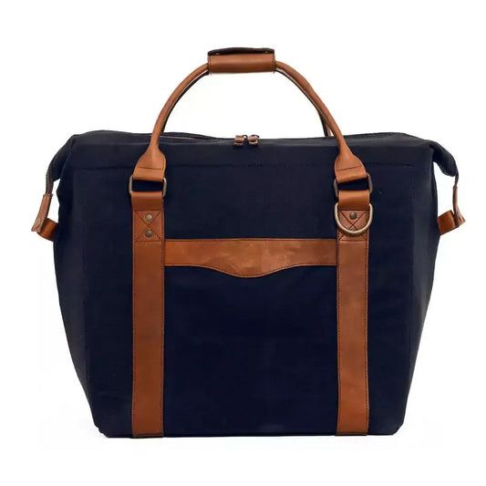 White Wing Waxed Canvas Large Cooler - 35L in Hickory-Navy by Mission Mercantile Leather Goods.