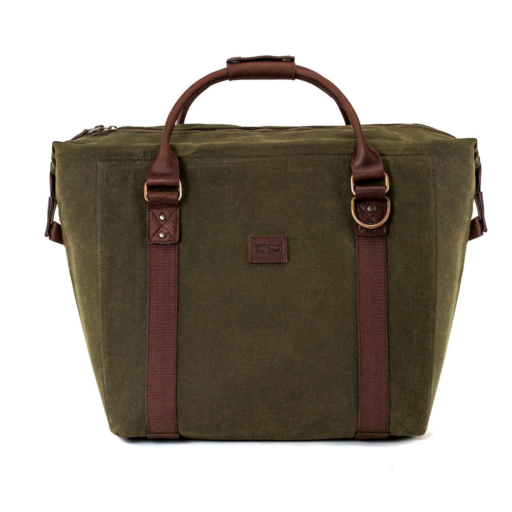 White Wing Waxed Canvas Large Cooler - 35L in Smoke-Forest by Mission Mercantile Leather Goods.