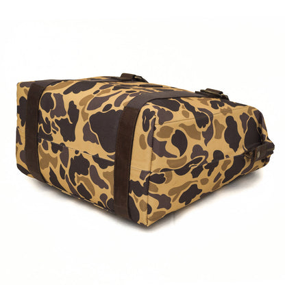 White Wing Waxed Canvas Large Cooler - 35L in Smoke-Vintage-Camo by Mission Mercantile Leather Goods.