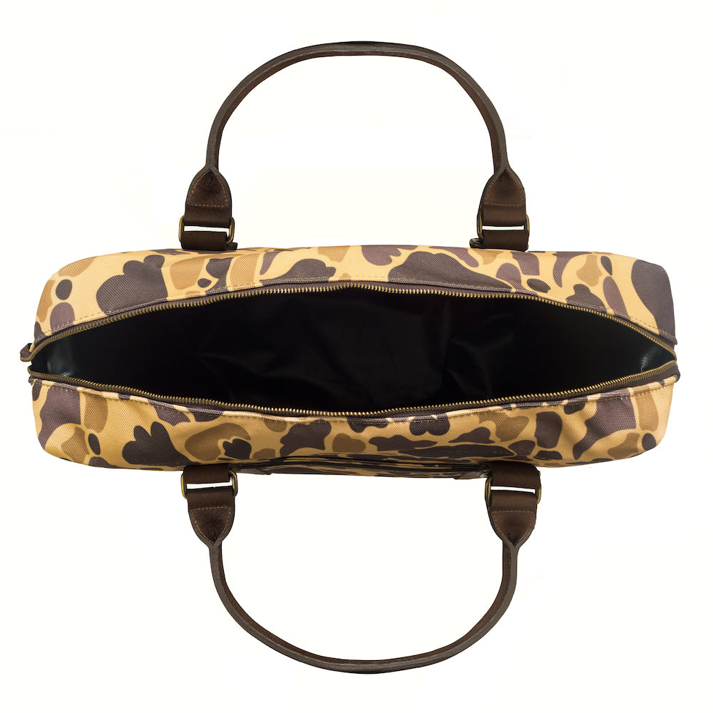 White Wing Waxed Canvas Large Cooler - 35L in Smoke-Vintage-Camo by Mission Mercantile Leather Goods.