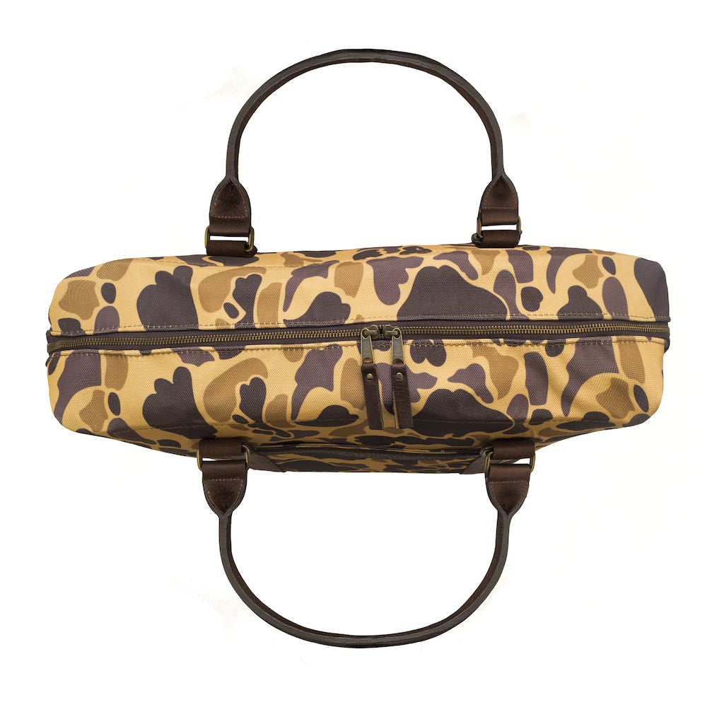 White Wing Waxed Canvas Large Cooler - 35L in Smoke-Vintage-Camo by Mission Mercantile Leather Goods.