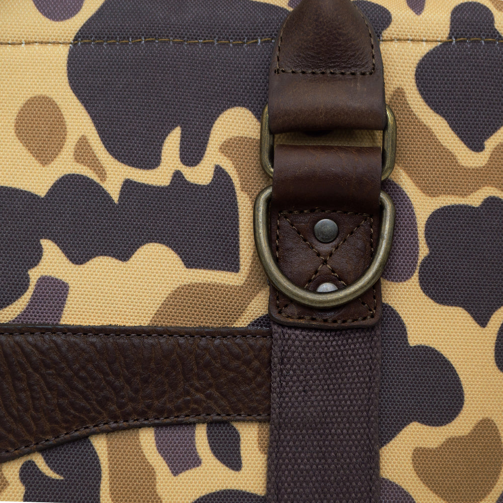 White Wing Waxed Canvas Large Cooler - 35L in Smoke-Vintage-Camo by Mission Mercantile Leather Goods.